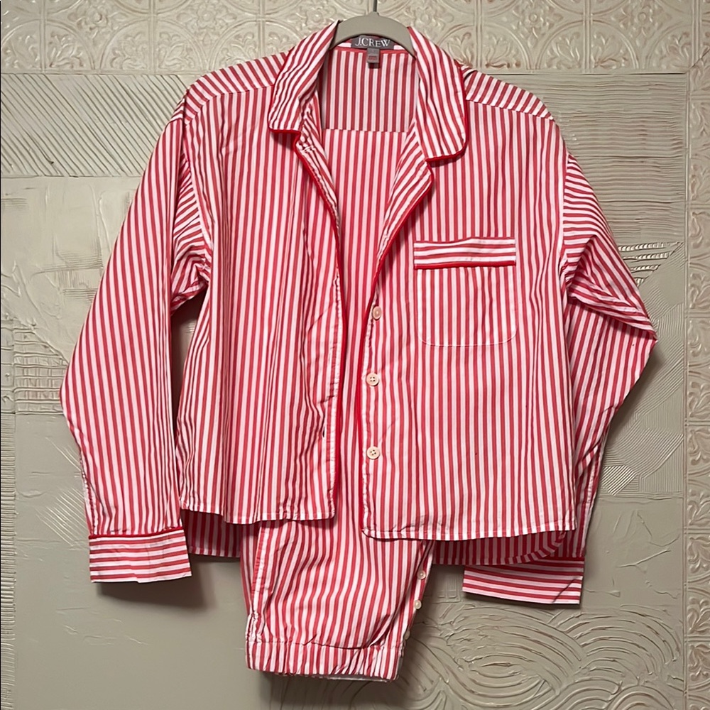 EUC J Crew Red and White Pinstriped Women’s Pajama Set, size small